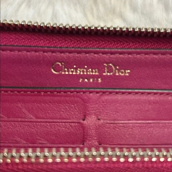 Christian Dior black and raspberry leather long zip around wallet with charms - Picture 10 of 17